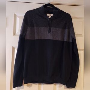 Calvin Klein black and gray quarter zip cotton sweater L Has writing on Tag